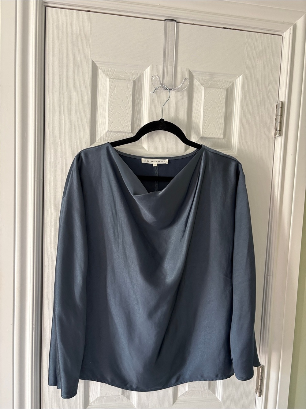 Melissa Newton satin cowl neck top - size small